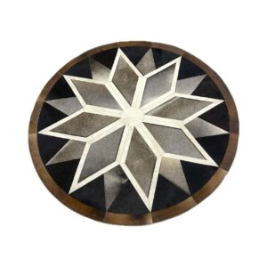 Round Cowhide Patchwork Rug